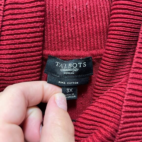 Talbots Women Pima Cotton Red Turtleneck Sweater Plus Size 3X - Picture 3 of 4